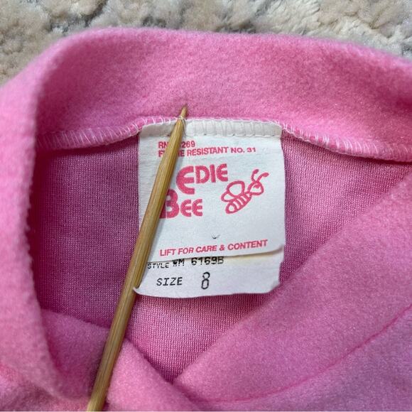 Vintage 1980s Edie Bee by Jackie Girls Polyester Pink Ling Robe Size 8 - Picture 7 of 9